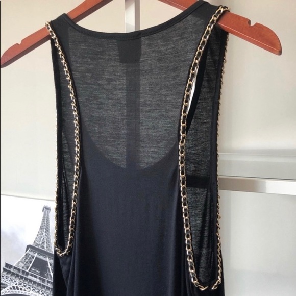 Sis Sis Black Tank Top with Gold Chain Detail - Picture 2 of 3
